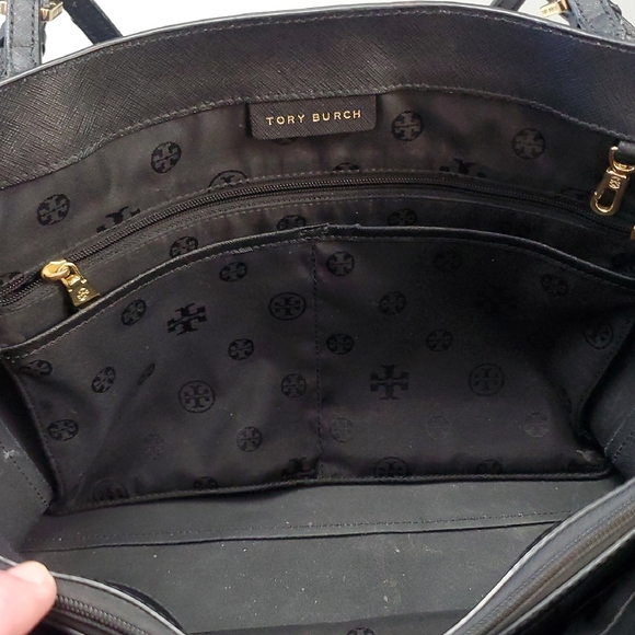 Tory Burch Black Tote Bag with Gold Accents - Picture 7 of 16
